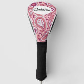  Paisley patroon in roze met bloemen Golfheadcover (Voorkant)