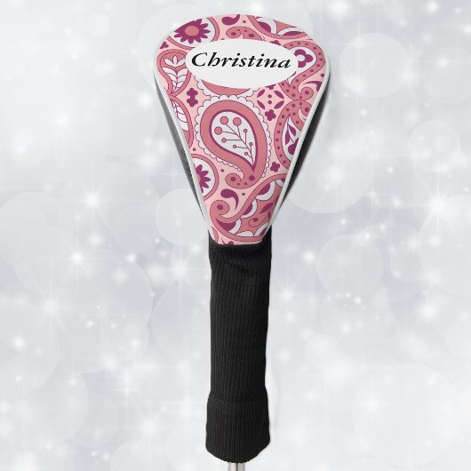  Paisley patroon in roze met bloemen Golfheadcover