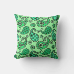 Paisley-patroon, jade- en muntgroen buitenkussen