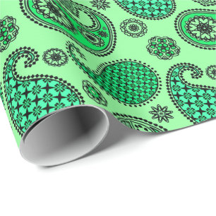 Paisley-patroon, jade- en muntgroen cadeaupapier