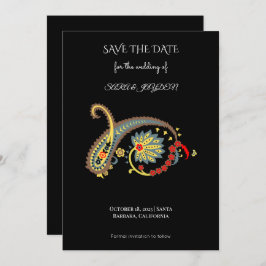 Paisley-patroon Kunst – Boho Etnische Botanische P Save The Date