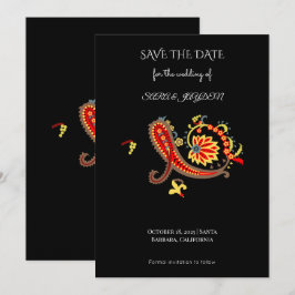 Paisley-patroon Kunst – Folk Bloemornament Afdruk Save The Date
