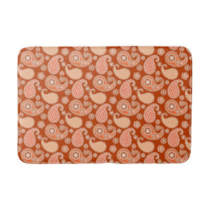 Paisley-patroon, Mandarijns-Oranje en wit Badmat