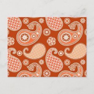 Paisley-patroon, Mandarijns-Oranje en wit Briefkaart