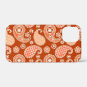 Paisley-patroon, Mandarijns-Oranje en wit Case-Mate iPhone Case (Achterkant (horizontaal))