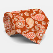 Paisley-patroon, Mandarijns-Oranje en wit Stropdas (Opgerold)