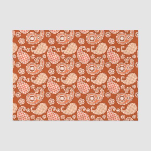 Paisley-patroon, Mandarijns-Oranje en wit Tissuepapier (Voorkant)