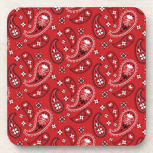 Paisley Patroon met rode achtergrond-23214 Bier Onderzetter