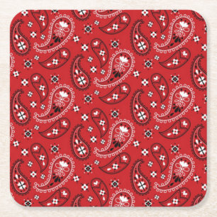 Paisley Patroon met rode achtergrond-23214 Kartonnen Onderzetters