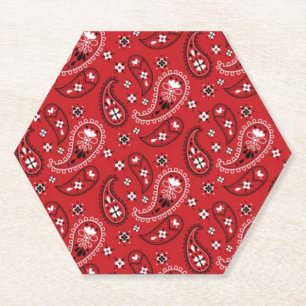 Paisley Patroon met rode achtergrond-23214 Kartonnen Onderzetters