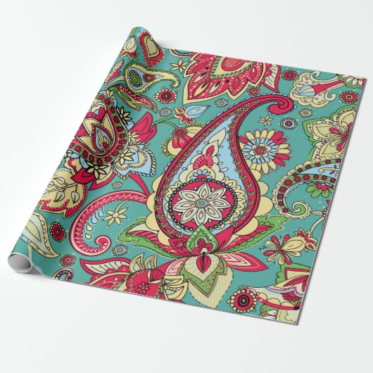 Paisley patroon. Naadloos orientaal patroon gebase Cadeaupapier (Uitgerold)