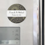 Paisley-patroon, Perzische Paisley, Boteh, Trouwen Magneet<br><div class="desc">Voeg een persoonlijke touch toe aan uw trouwfeest met deze stijlvolle en onvergetelijke feestartikelen! Het ontwerp bevat paisley-patroon in zwart en geel.</div>