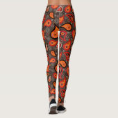 Paisley patroon rood sinaasappel elegante yogabroe leggings (Achterkant)
