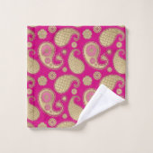Paisley-patroon, Soft Gold op Deep Fuchsia Pink Bad Handdoek (Wasdoekje)