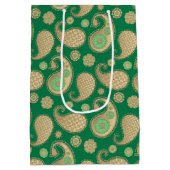 Paisley-patroon, Soft Gold op Emerald Green Medium Cadeauzakje (Achterkant)