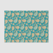 Paisley-patroon, Soft Gold op Turquoise Tissuepapier (Voorkant)