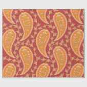 Paisley patroon. Turkse komkommer. Maroon-oranje c Cadeaupapier (Vlak)