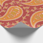 Paisley patroon. Turkse komkommer. Maroon-oranje c Cadeaupapier (Hoek)