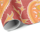 Paisley patroon. Turkse komkommer. Maroon-oranje c Cadeaupapier (Rol Hoek)