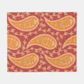 Paisley patroon. Turkse komkommer. Maroon-oranje c Fleece Deken (Voorkant (Horizontaal))