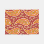 Paisley patroon. Turkse komkommer. Maroon-oranje c Fleece Deken (Voorkant (Horizontaal))