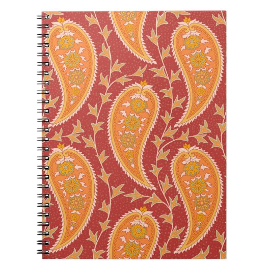 Paisley patroon. Turkse komkommer. Maroon-oranje c Notitieboek (Voorkant)