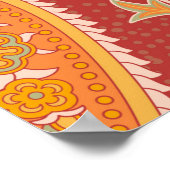 Paisley patroon. Turkse komkommer. Maroon-oranje c Poster (Hoek)