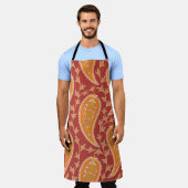 Paisley patroon. Turkse komkommer. Maroon-oranje c Schort (Gedragen)