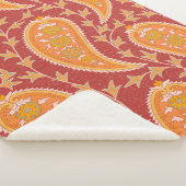 Paisley patroon. Turkse komkommer. Maroon-oranje c Sherpa Deken (3/4)