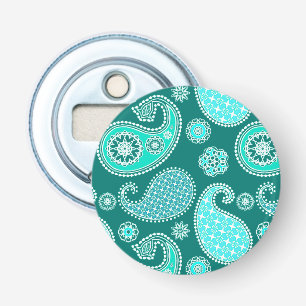 Paisley-patroon, Turquoise, Aqua en White Button Flesopener