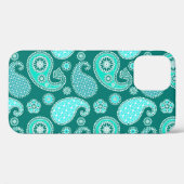 Paisley-patroon, Turquoise, Aqua en White Case-Mate iPhone Case (Achterkant (horizontaal))