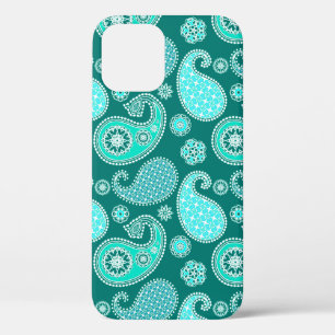 Paisley-patroon, Turquoise, Aqua en White Case-Mate iPhone Case