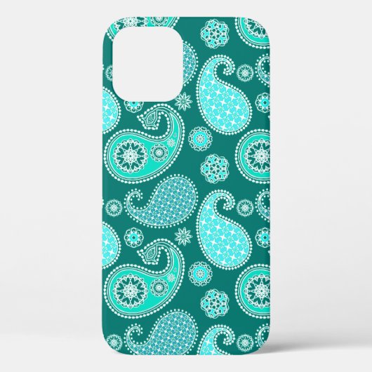 Paisley-patroon, Turquoise, Aqua en White Case-Mate iPhone Case (Achterkant)