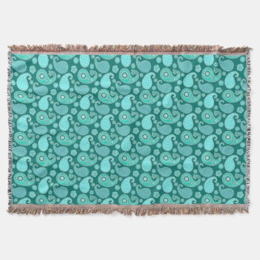 Paisley-patroon, Turquoise, Aqua en White Deken (Voorkant)
