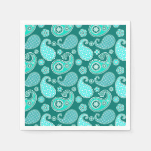 Paisley-patroon, Turquoise, Aqua en White Servetten
