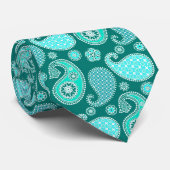 Paisley-patroon, Turquoise, Aqua en White Stropdas (Opgerold)