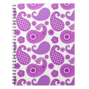 Paisley patroon, violet, paars en wit notitieboek