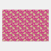 Paisley patroon, Zacht Goud op Bruin, Groen & Roze Inpakpapier Vel (Voorkant 3)