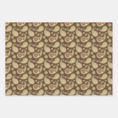 Paisley patroon, Zacht Goud op Bruin, Groen & Roze Inpakpapier Vel (Voorkant)