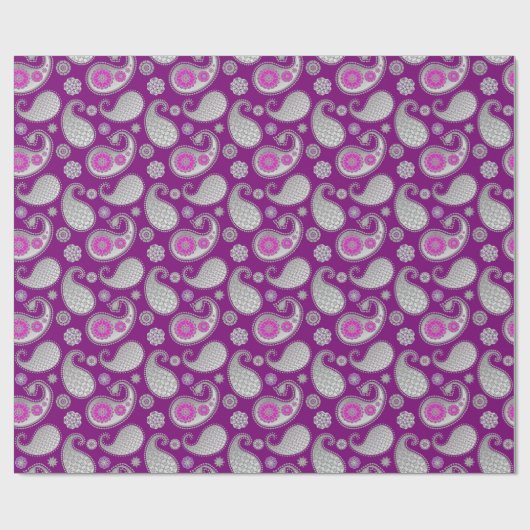 Paisley-patroon, zilver grijs / grijs op diep Paar Cadeaupapier (Vlak)