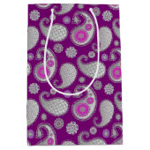 Paisley-patroon, zilver grijs / grijs op diep Paar Medium Cadeauzakje (Voorkant)