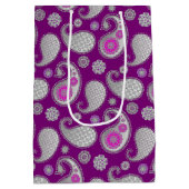 Paisley-patroon, zilver grijs / grijs op diep Paar Medium Cadeauzakje (Achterkant)