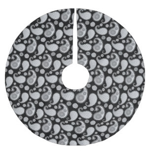 Paisley-patroon, zilver grijs / grijs op zwart kerstboom rok
