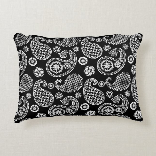 Paisley-patroon, zwart en wit accent kussen (Voorkant)
