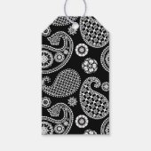 Paisley-patroon, zwart en wit cadeaulabel (Voorkant)
