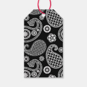 Paisley-patroon, zwart en wit cadeaulabel (Voorkant)