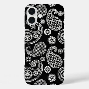 Paisley-patroon, zwart en wit iPhone 16 plus hoesje