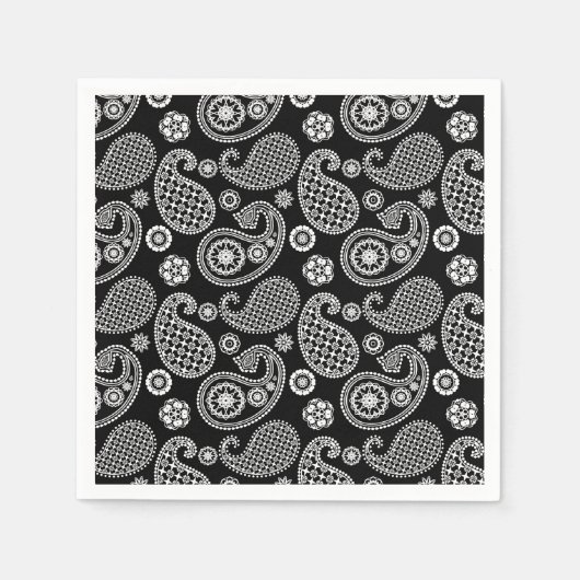 Paisley-patroon, zwart en wit servetten (Voorkant)