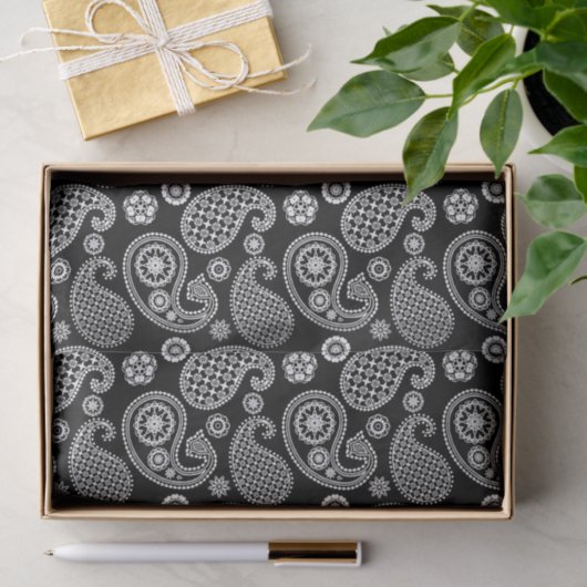 Paisley-patroon, zwart en wit tissuepapier (Geschenk)