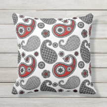 Paisley-patroon, zwart, wit en rood